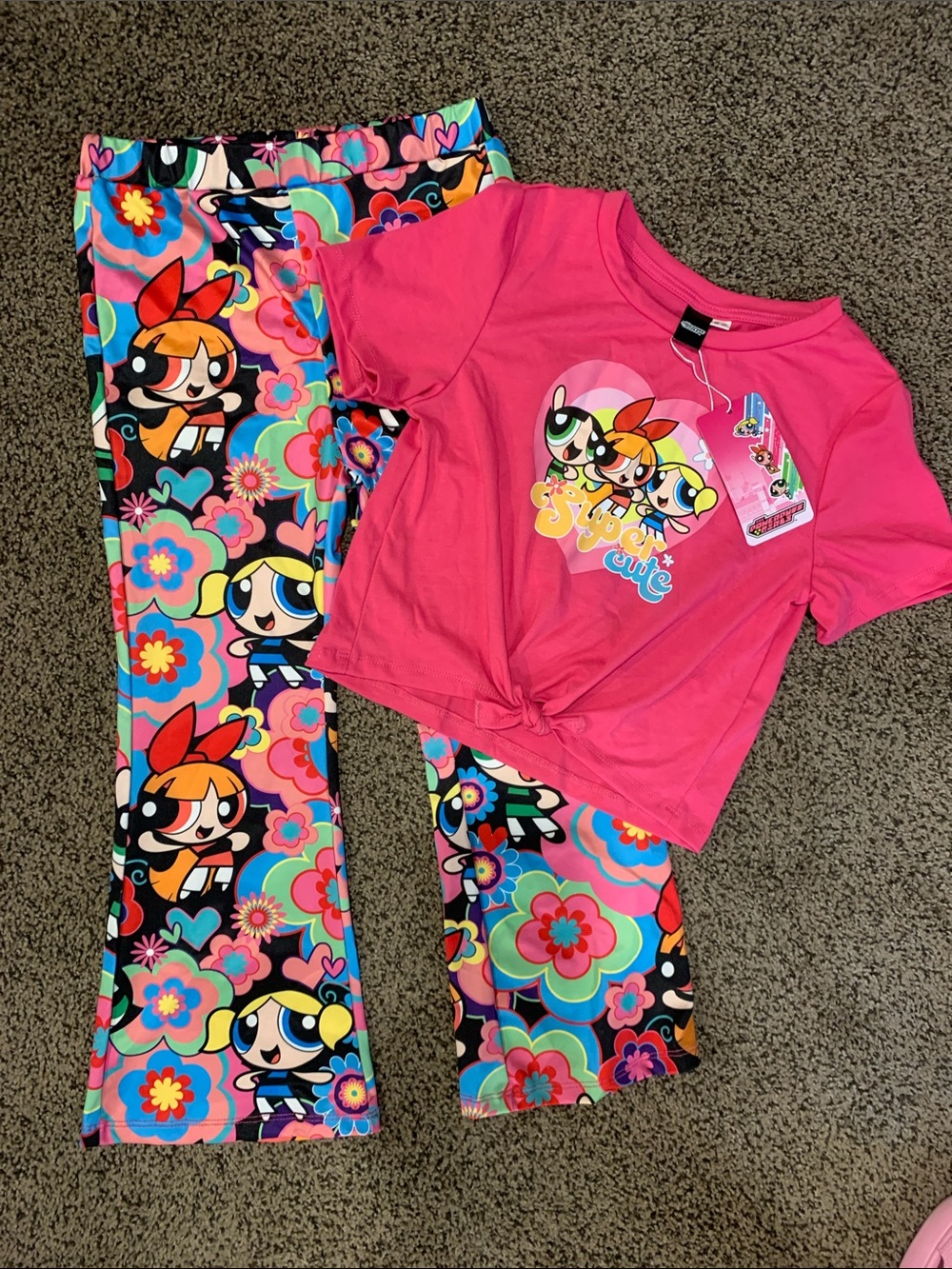 💖2/$60💖Powerpuff Girls Super Cute Top & Bellbottom Pants Matching Set
